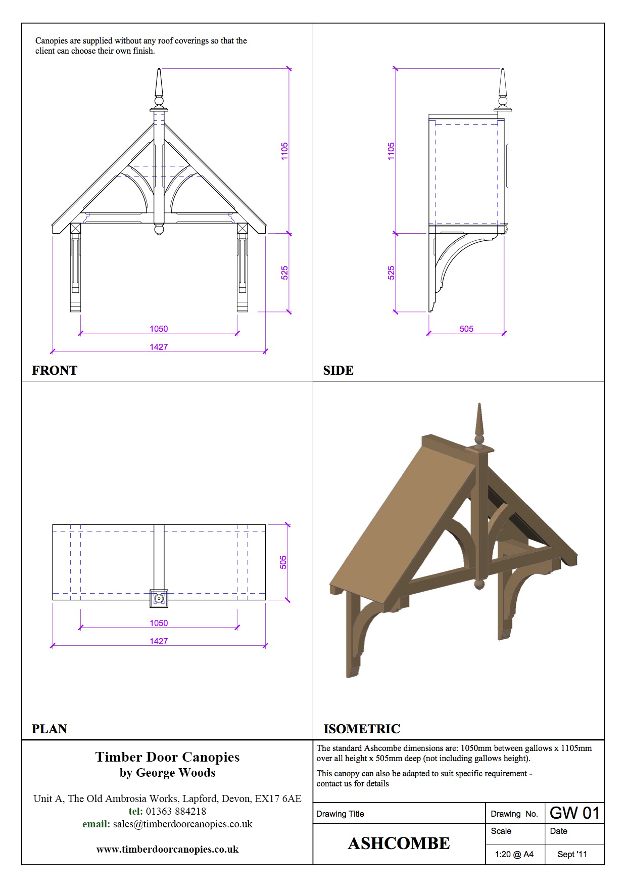 Branscombe canopy CAD Drawings