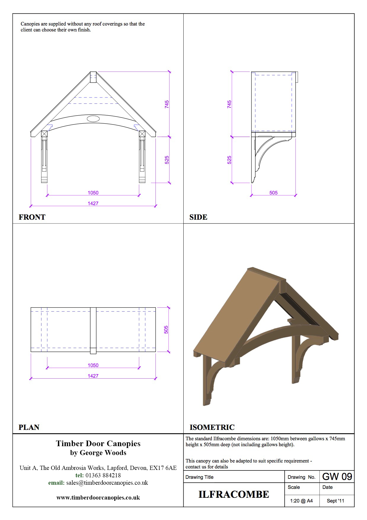 Harcombe canopy CAD drawings